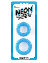Anillos Neon Stretchy Silicone Cock Ring Set Blue - Cake Sex Shop